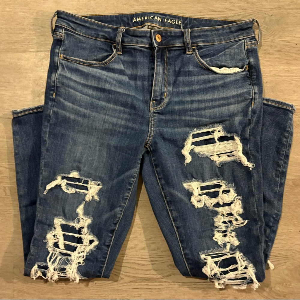 American Eagle Outfitters Ripped Dark Blue Boyfriend Jeans